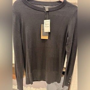 Halogen Sweater Long Sleeve Button Cuff Crew Neck Sweater Black size X Small NEW